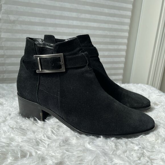 Aquatalia Black Suede Booties, Zipper closure, Size US 9, Made in Italy, classic - Picture 1 of 9